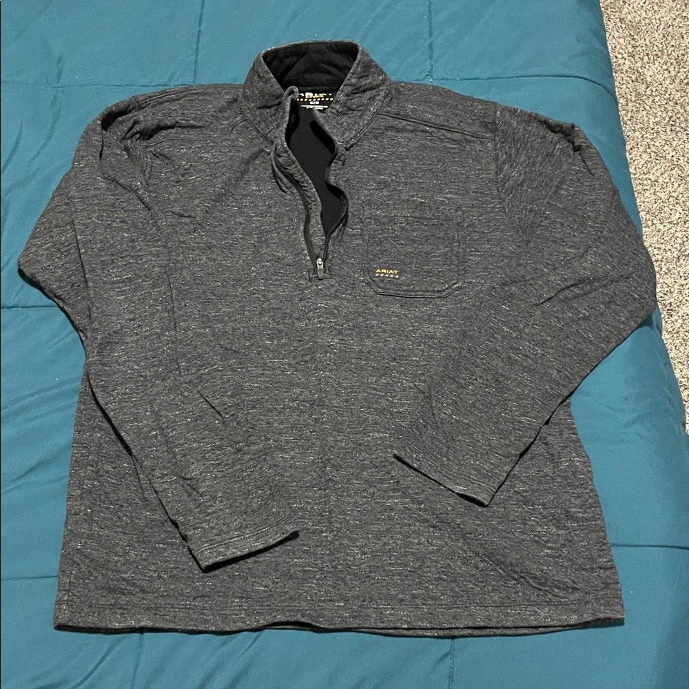 Ariat Charcoal Knit Pullover with Pocket Logo